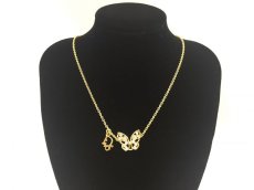 Photo1: Auth Dior Gold tone DR Logo butterfly motif Necklace 1A200100n" (1)