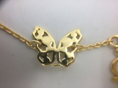 Photo6: Auth Dior Gold tone DR Logo butterfly motif Necklace 1A200040n" (6)