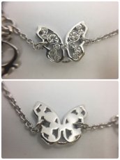 Photo8: Auth Dior Silver tone DR Logo butterfly motif Necklace 1A200090n" (8)