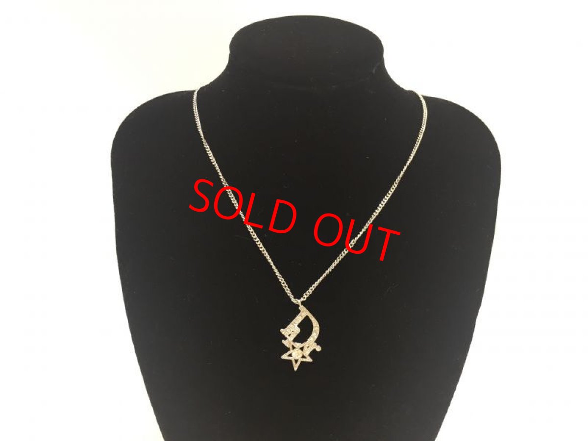 Photo1: Auth Dior Silver tone DR Logo DIOR Star motif Necklace 1A200130n" (1)