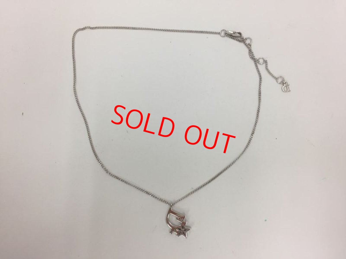 Photo3: Auth Dior Silver tone DR Logo DIOR Star motif Necklace 1A200130n" (3)