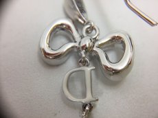 Photo7: Auth Dior Silver tone Ribbon D Tears motif Piercing Earrings 1A260230n" (7)