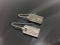 Photo1: Auth Dior Crystal Silver Dior Trotter Plate motif Piercing Earrings 1A260460n" (1)