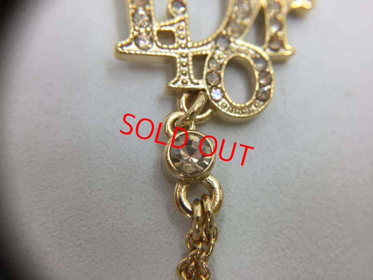 Photo5: Auth Dior Gold tone DR logo Stone "DIOR" motif Piercing Earrings 1A260480n" (5)