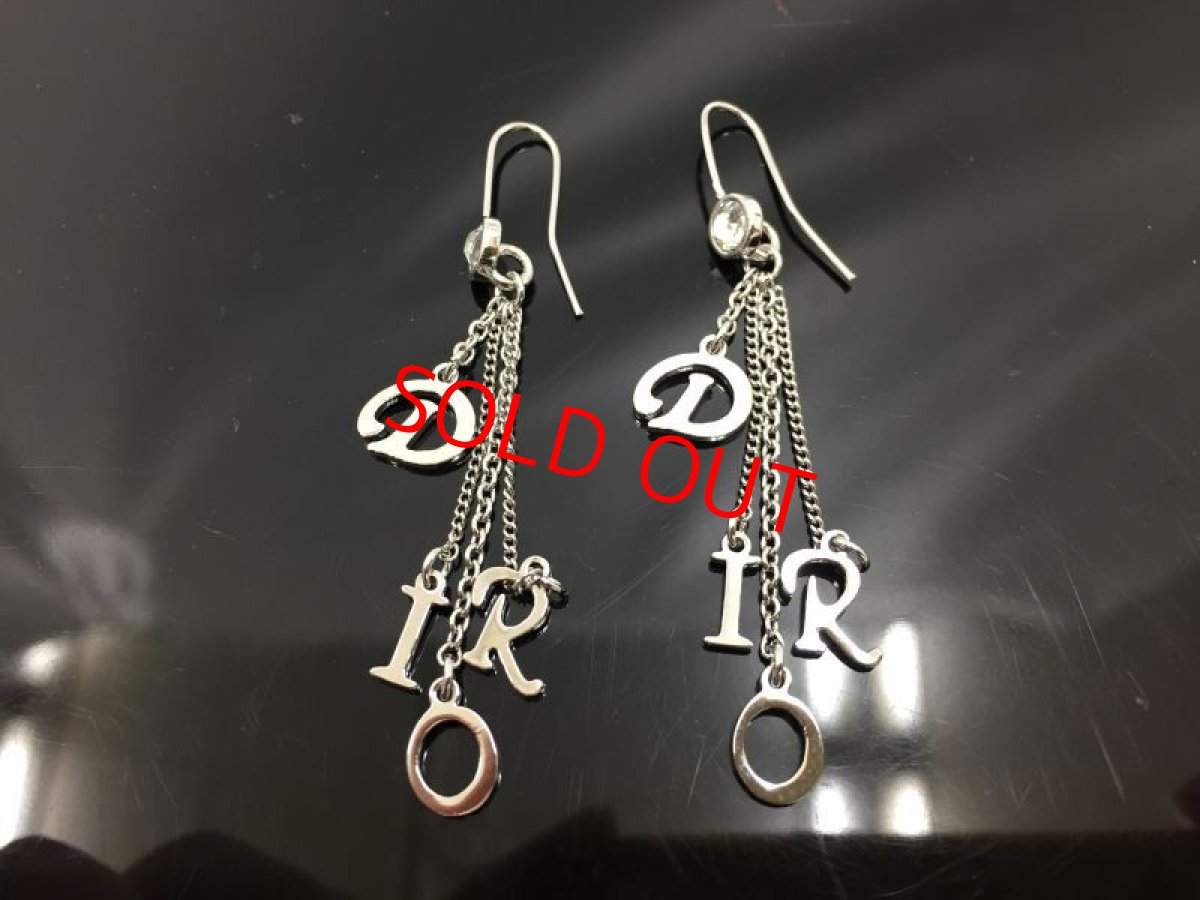 Photo1: Auth Dior Silver tone DR Logo DIOR motif Piercing Earrings 1A260260n" (1)