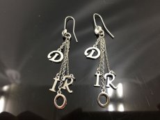 Photo1: Auth Dior Silver tone DR Logo DIOR motif Piercing Earrings 1A260260n" (1)