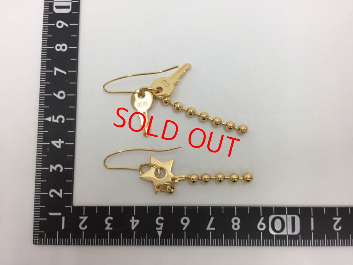 Photo2: Auth Dior Gold tone Shooting Star & Key motif M Piercing Earrings 1A260190n" (2)