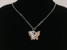 Photo1: Auth Dior Silver tone Dior Butterfly Motif Necklace Pendant  1A260210n" (1)