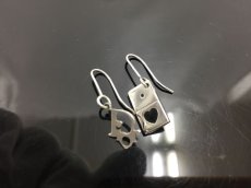 Photo1: Auth Dior Silver tone DR logo & Heart Key motif Piercing Earrings 1A260320n" (1)