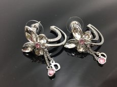 Photo1: Auth Dior Crystal Silver tone Butterfly D motif Piercing Earrings 1A260440n" (1)