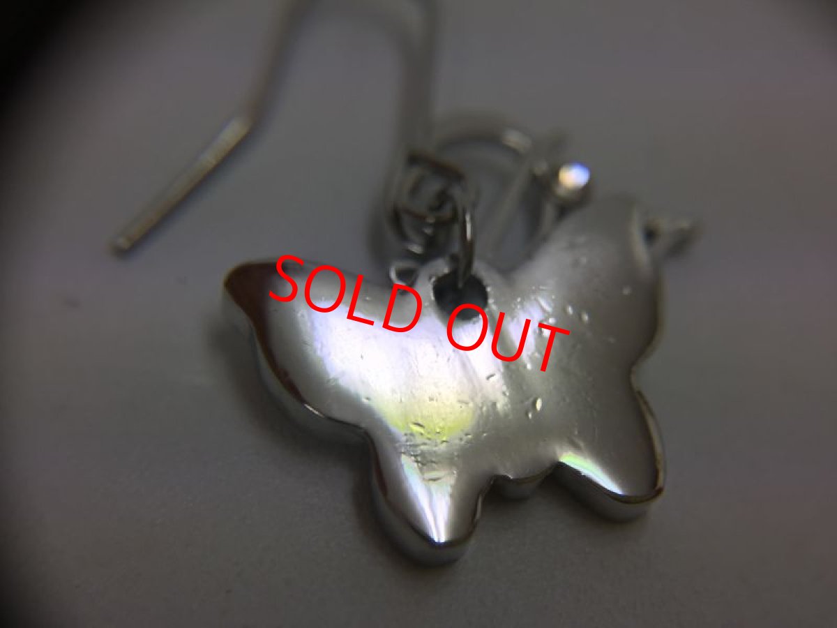 Photo7: Auth Dior Silver tone Dior Butterfly motif Piercing Earrings 1A260220n" (7)