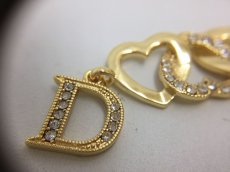 Photo6: Auth Dior Crystal Gold tone Heart & D motif Piercing Earrings 1A260390n" (6)