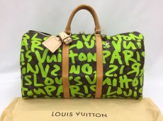 Photo1: Auth Louis Vuitton Monogram Keepall 50 Graffiti Travel Hand Bag Green 1A260470n" (1)