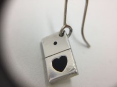 Photo3: Auth Dior Silver tone DR logo & Heart Key motif Piercing Earrings 1A260320n" (3)