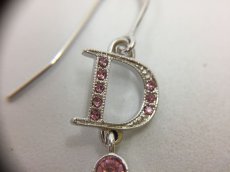 Photo4: Auth Dior Crystal Pink tone Flower & D motif Piercing Earrings 1A260280n" (4)