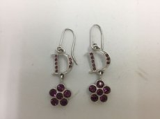 Photo3: Auth Dior Silver tone D & Flower motif Color Stone Piercing Earrings 1A260350n" (3)