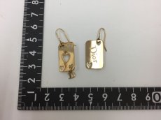 Photo2: Auth Dior Gold tone DR logo Tramp Card motif Piercing Earrings 1A260130n" (2)