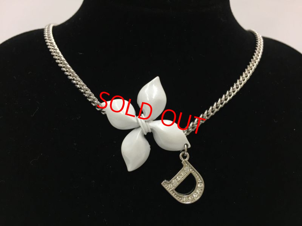 Photo1: Auth Dior Silver tone D & Plastic Ribbon Chain Necklace Pendant 1A260420n" (1)