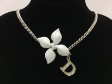 Photo1: Auth Dior Silver tone D & Plastic Ribbon Chain Necklace Pendant 1A260420n" (1)