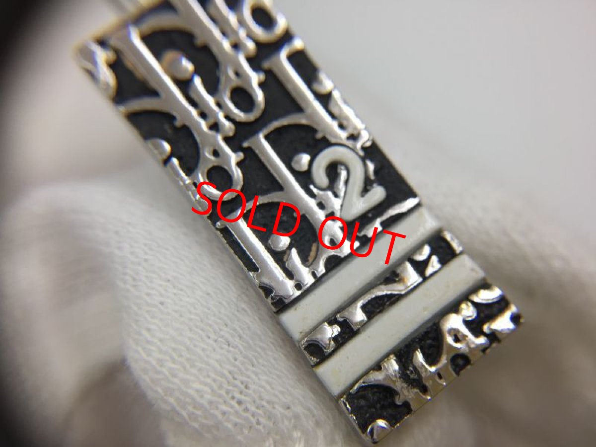 Photo3: Auth Dior Black Silver Dior Trotter Plate motif Piercing Earrings 1A260360n" (3)
