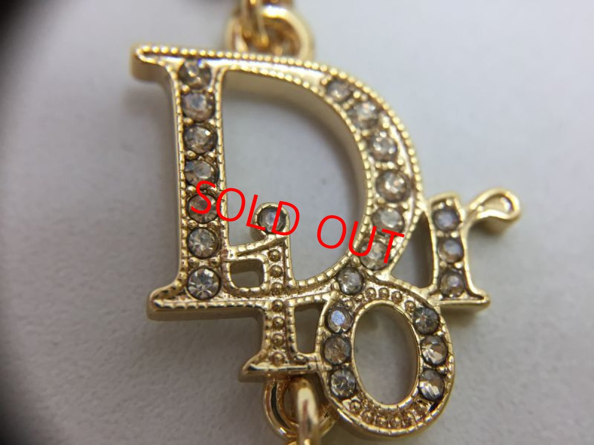 Photo4: Auth Dior Gold tone DR logo Stone "DIOR" motif Piercing Earrings 1A260480n" (4)