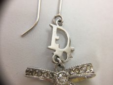 Photo4: Auth Dior Silver tone DR logo Ribbon motif Piercing Earrings 1A260070n" (4)