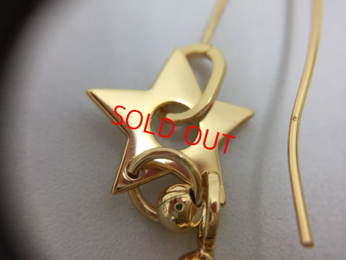 Photo8: Auth Dior Gold tone Shooting Star & Key motif L Piercing Earrings 1A260300n" (8)