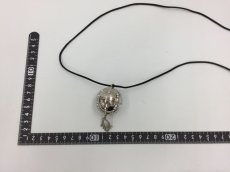 Photo2: Auth Dior Silver tone mirror Ball motif Fabric Necklace Pendant 1A260160n" (2)