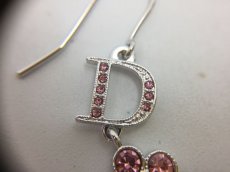 Photo5: Auth Dior Crystal Pink tone Flower & D motif Piercing Earrings 1A260280n" (5)