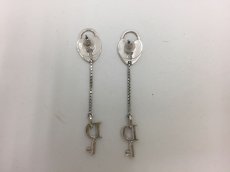 Photo4: Auth Dior Silver tone D Key & Lock motif Piercing Earrings 1A260080n" (4)