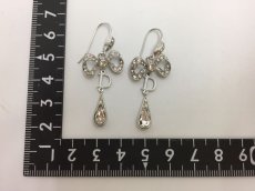 Photo2: Auth Dior Silver tone Ribbon D Tears motif Piercing Earrings 1A260230n" (2)