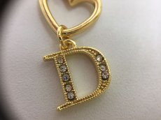 Photo4: Auth Dior Crystal Gold tone Single Heart & D motif Piercing Earrings 1A260430n" (4)