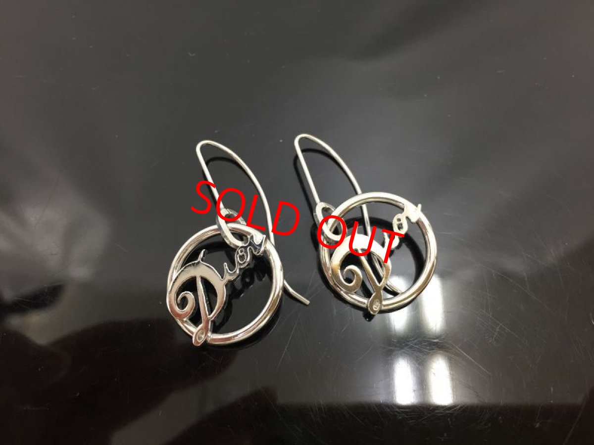 Photo1: Auth Dior Silver tone DR logo "DIOR" motif Piercing Earrings 1A260090n" (1)