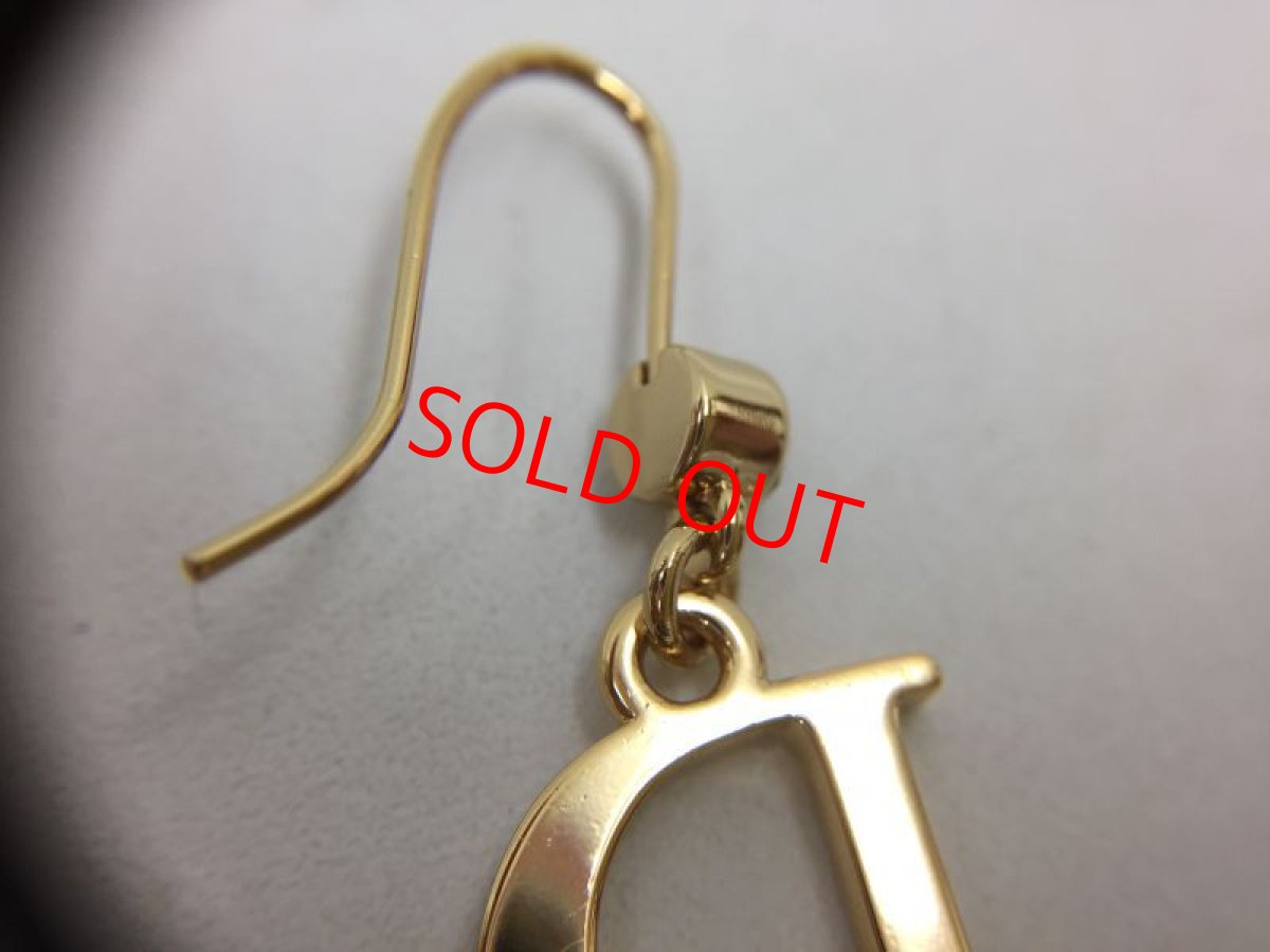Photo8: Auth Dior Gold tone DR logo Stone "DIOR" motif Piercing Earrings 1A260480n" (8)