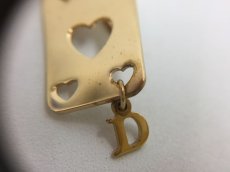 Photo4: Auth Dior Gold tone DR logo Tramp Card motif Piercing Earrings 1A260130n" (4)