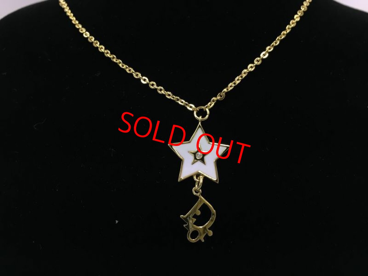 Photo1: Auth Dior Gold tone Star Dior motif Necklace 1A260290n" (1)