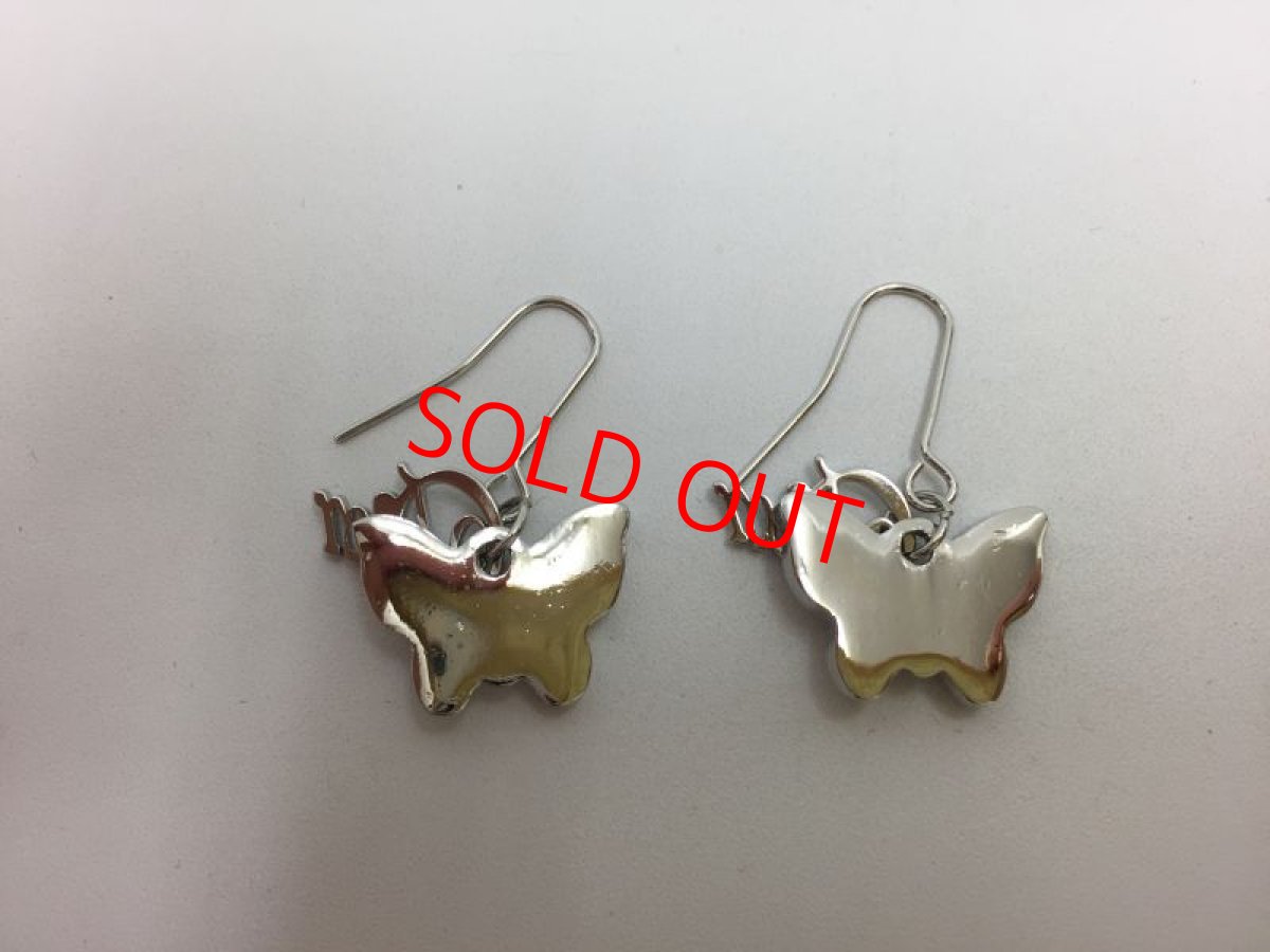 Photo3: Auth Dior Silver tone Dior Butterfly motif Piercing Earrings 1A260220n" (3)