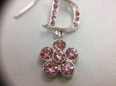Photo3: Auth Dior Crystal Pink tone Flower & D motif Piercing Earrings 1A260280n" (3)