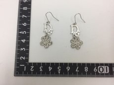 Photo3: Auth Dior Silver tone DR logo Flower motif Piercing Earrings 1A260150n" (3)