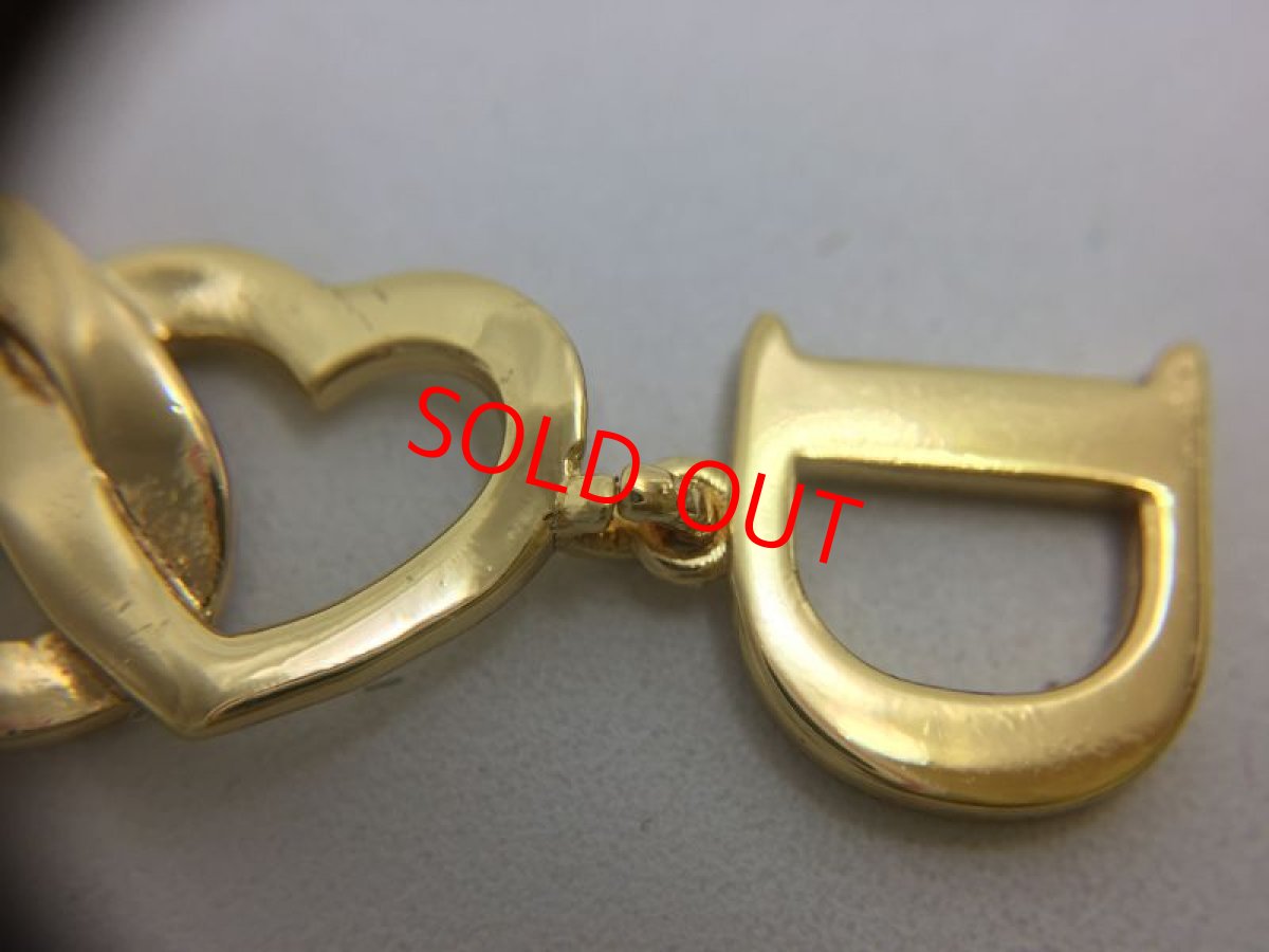 Photo8: Auth Dior Crystal Gold tone Heart & D motif Piercing Earrings 1A260390n" (8)