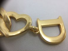 Photo5: Auth Dior Crystal Gold tone Heart & D motif Piercing Earrings 1A260390n" (5)