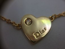 Photo3: Auth Dior Gold tone Heart Dior motif Necklace 1A260340n" (3)