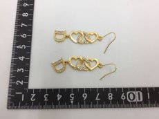 Photo2: Auth Dior Crystal Gold tone Heart & D motif Piercing Earrings 1A260390n" (2)