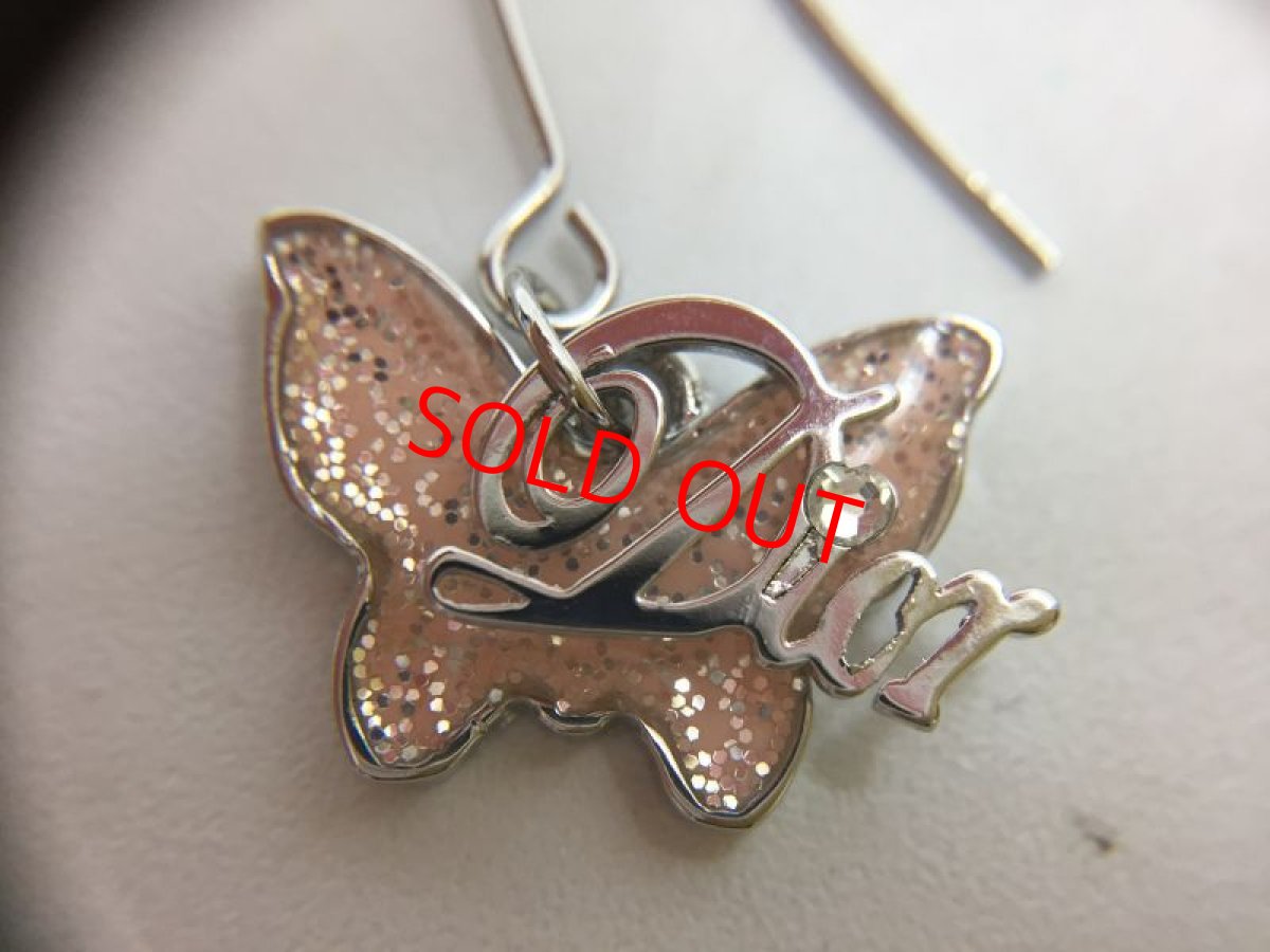 Photo5: Auth Dior Silver tone Dior Butterfly motif Piercing Earrings 1A260220n" (5)
