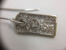 Photo3: Auth Dior Crystal Silver Dior Trotter Plate motif Piercing Earrings 1A260460n" (3)