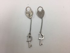 Photo2: Auth Dior Silver tone D Key & Lock motif Piercing Earrings 1A260080n" (2)