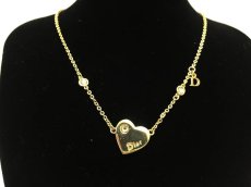 Photo1: Auth Dior Gold tone Heart Dior motif Necklace 1A260340n" (1)