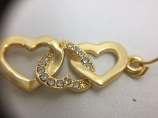 Photo3: Auth Dior Crystal Gold tone Heart & D motif Piercing Earrings 1A260390n" (3)