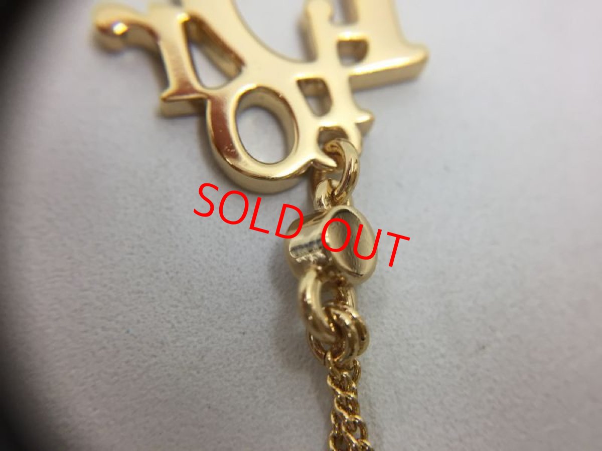 Photo9: Auth Dior Gold tone DR logo Stone "DIOR" motif Piercing Earrings 1A260480n" (9)