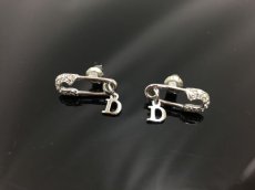 Photo1: Auth Dior Silver tone D & Clip Pin motif  Piercing Earrings 1A260330n" (1)